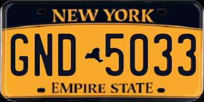 NY license plate GND5033