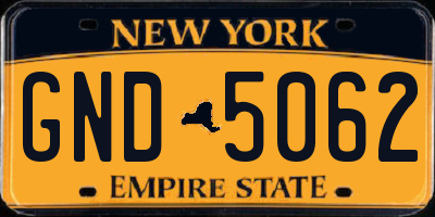 NY license plate GND5062