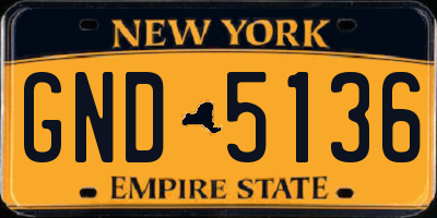 NY license plate GND5136