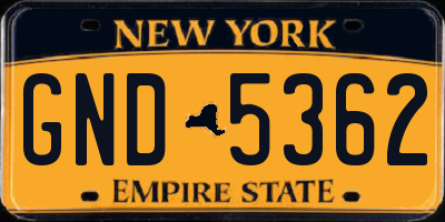 NY license plate GND5362