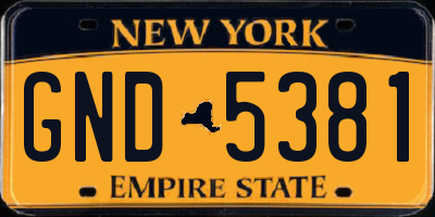 NY license plate GND5381