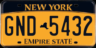 NY license plate GND5432