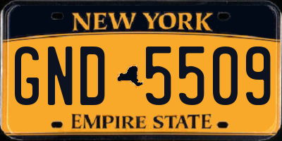 NY license plate GND5509