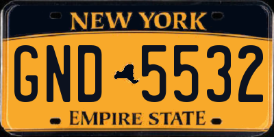 NY license plate GND5532