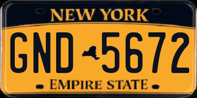 NY license plate GND5672