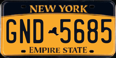NY license plate GND5685