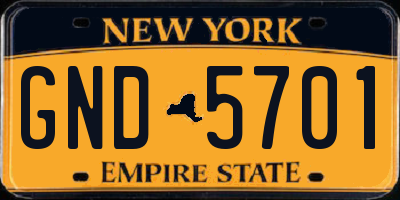 NY license plate GND5701