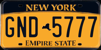 NY license plate GND5777