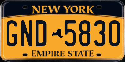 NY license plate GND5830