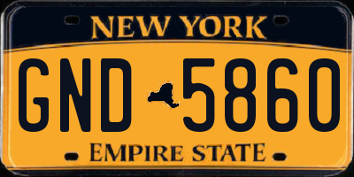 NY license plate GND5860