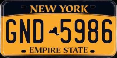 NY license plate GND5986