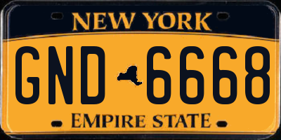 NY license plate GND6668