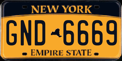 NY license plate GND6669