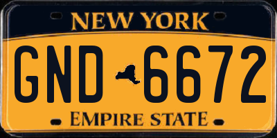 NY license plate GND6672
