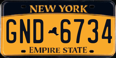 NY license plate GND6734