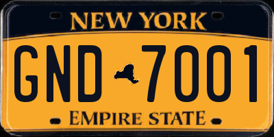 NY license plate GND7001