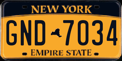 NY license plate GND7034