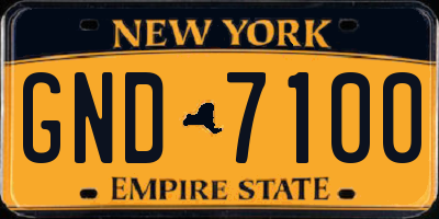 NY license plate GND7100