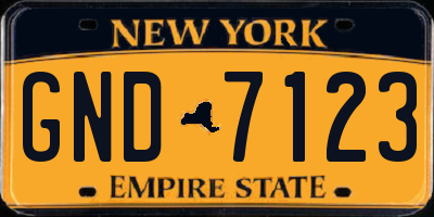 NY license plate GND7123