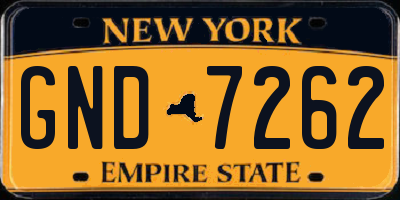 NY license plate GND7262
