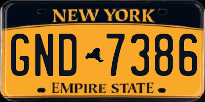 NY license plate GND7386