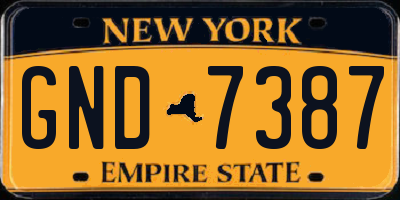 NY license plate GND7387