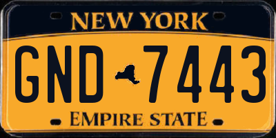 NY license plate GND7443