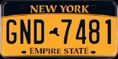NY license plate GND7481