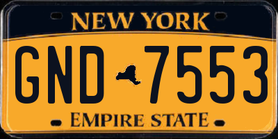 NY license plate GND7553