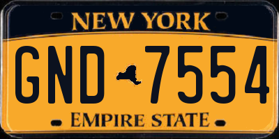 NY license plate GND7554