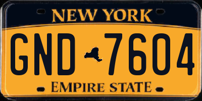 NY license plate GND7604