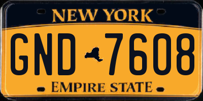 NY license plate GND7608