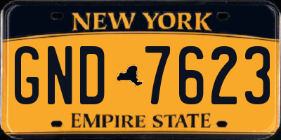 NY license plate GND7623