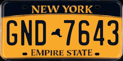 NY license plate GND7643