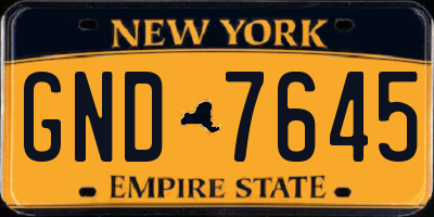 NY license plate GND7645