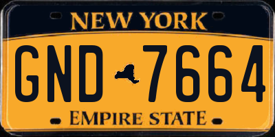 NY license plate GND7664