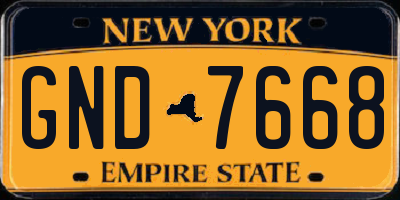NY license plate GND7668