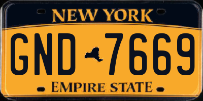 NY license plate GND7669