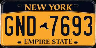 NY license plate GND7693