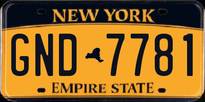 NY license plate GND7781