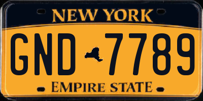 NY license plate GND7789