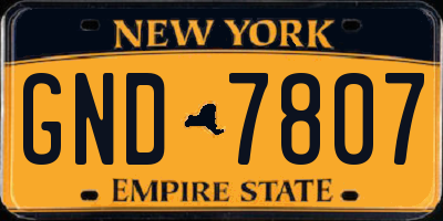 NY license plate GND7807