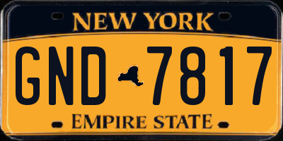 NY license plate GND7817