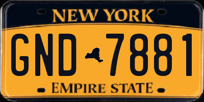 NY license plate GND7881