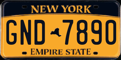 NY license plate GND7890