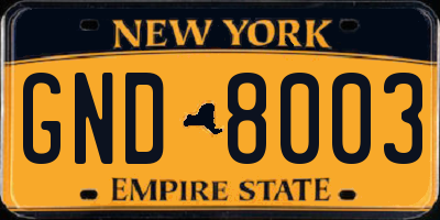 NY license plate GND8003