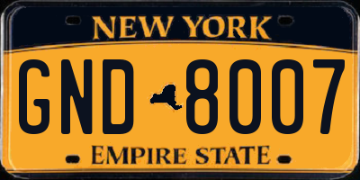 NY license plate GND8007