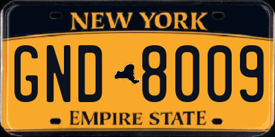 NY license plate GND8009