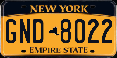 NY license plate GND8022
