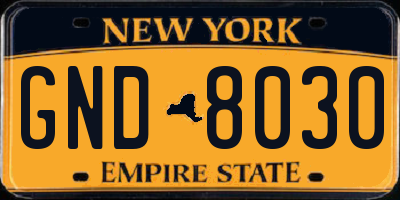 NY license plate GND8030
